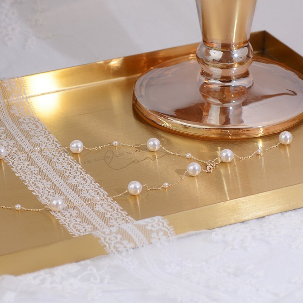 NEW 14K Gold Plated Pearl Station Necklace - Picture 13 of 14